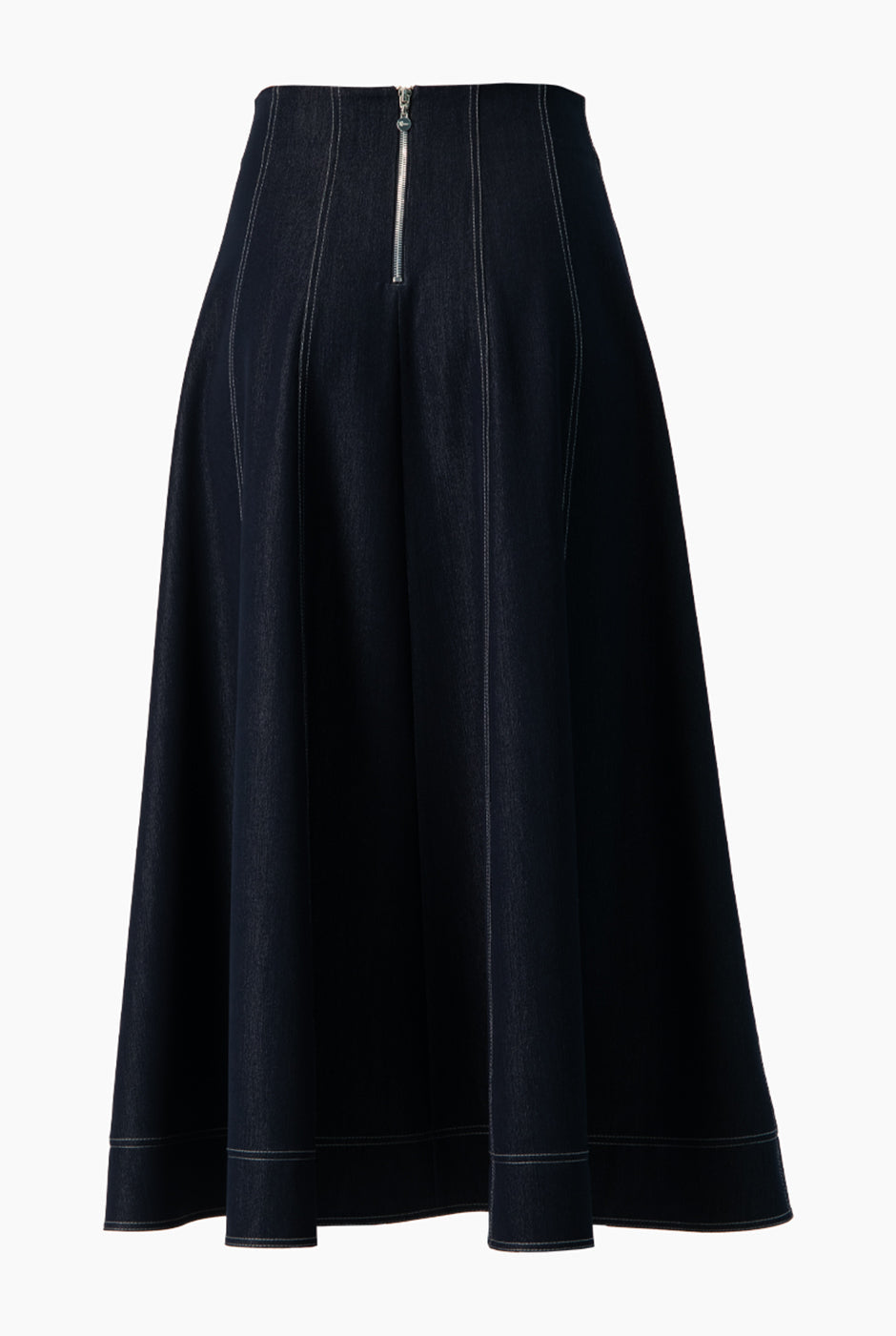 Falda midi azul marino con dobladillo ancho y cremallera trasera
