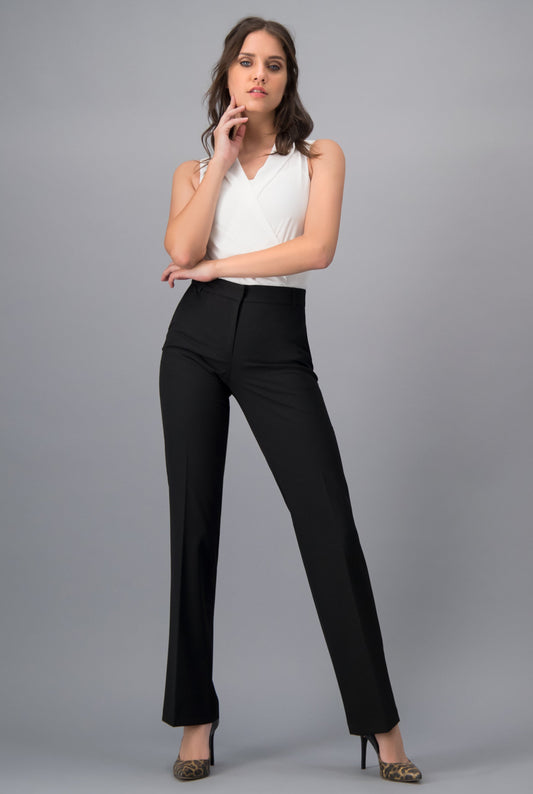 Pantalón recto presillas Negro
