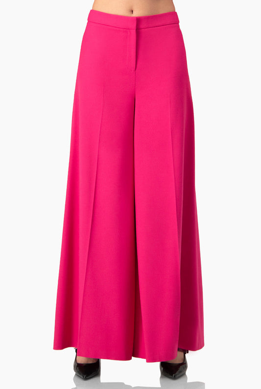 Pantalón recto rosa liso de pierna amplia