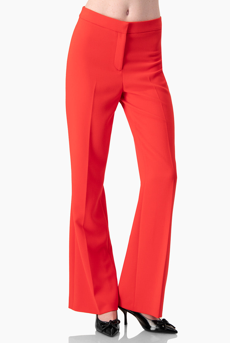 Pantalón recto rojo sastreado con bolsillo trasero