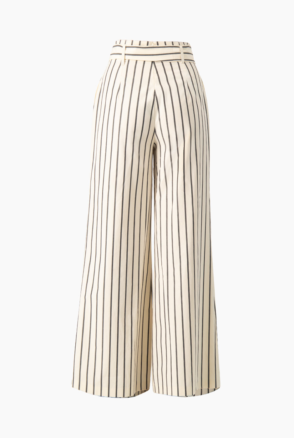 Pantalón recto de rayas con cinturón de lazo