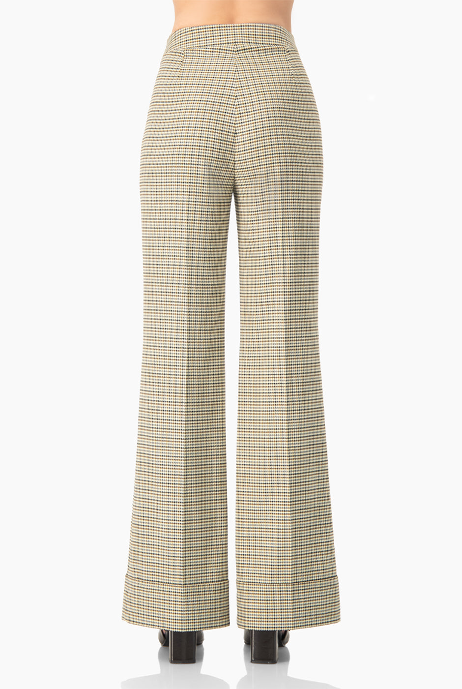 Pantalón campana multicolor de Ivonne con estampado de cuadros