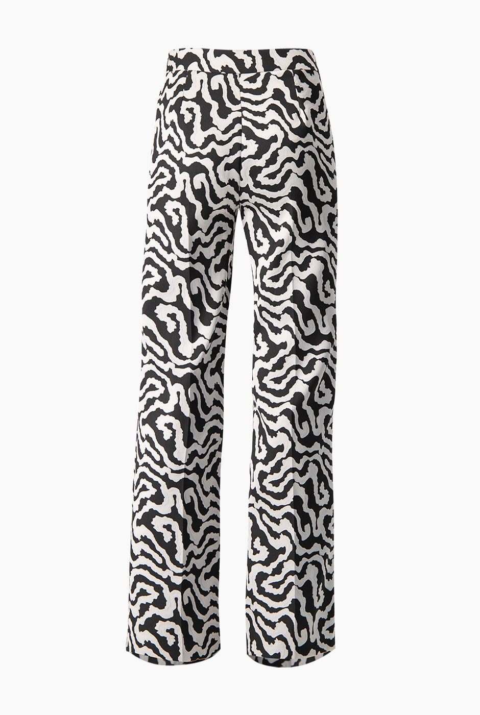 Pantalón recto plateado con estampado animal print y cierre lateral