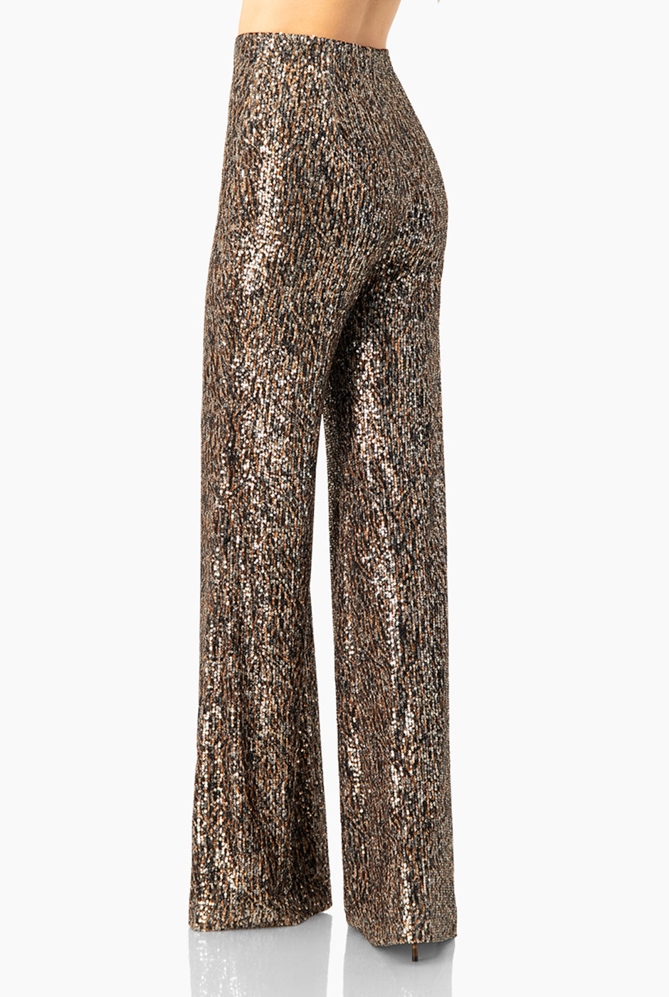 Pantalón acampanado de lentejuelas multicolor Ivonne