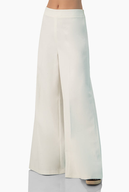 Pantalón culotte blanco de pierna amplia sin bolsillos